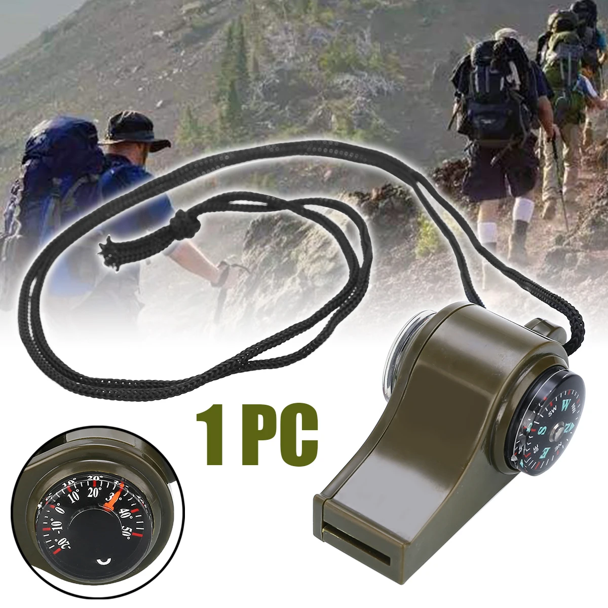 

1Pcs Multifunctional 3 in1 Whistle Compass Thermometer For Outdoor Emergency Survival Gear Camping Hiking Tools Travel Kit