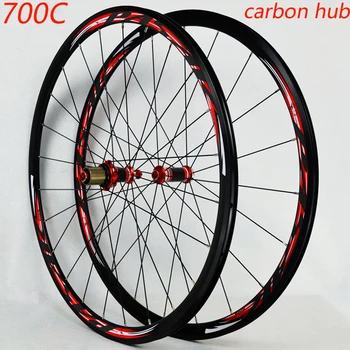 

Road Bike 700C wheel bicycle carbon Fiber V/C Brake Wheel Straight Pull 30mm Rim direct-pull stainless steel spoke