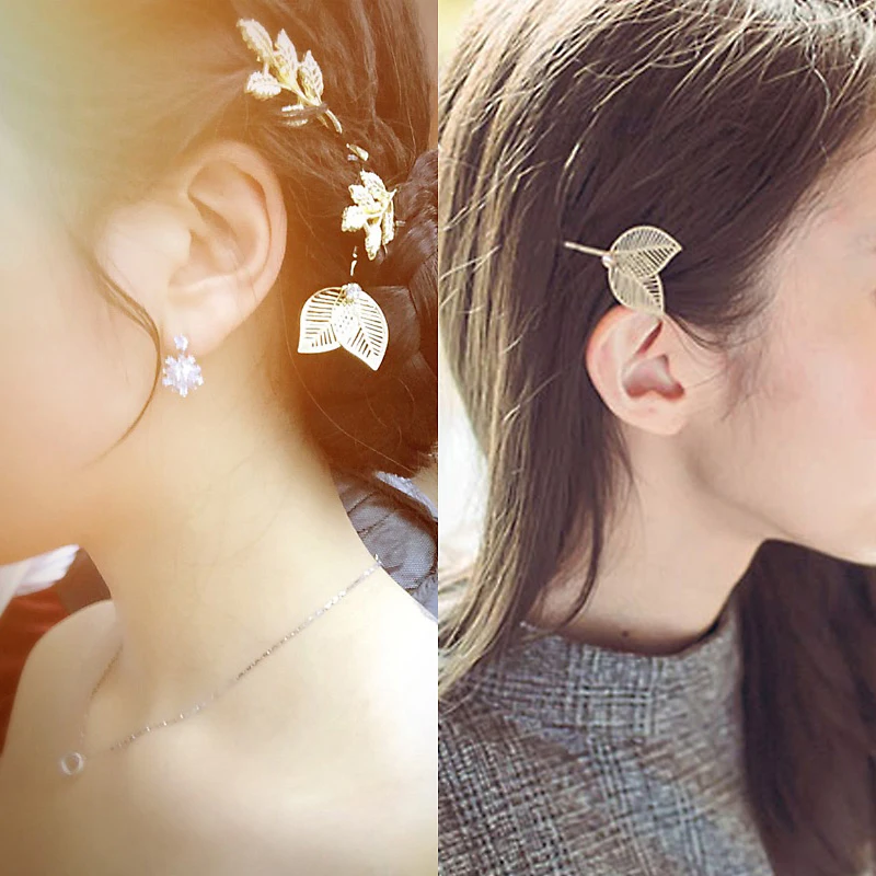 

Elegant Gold Leaf Hair Clips Women Fashion Barrettes Hollow out Hair Jewelry For Girls Wedding Party Hairpins Hair Accessories