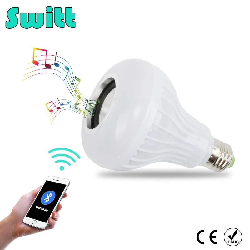 E27 Wireless Bluetooth Speaker 12W RGB Bulb LED Lamp 110V 220V Smart Led Light Music Player Audio with Remote Control | Освещение