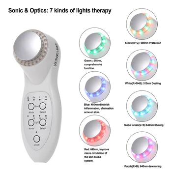 

Skin Appliance Hot New Photon Rejuvenation 7 Color Mode RGB LED Light Ultrasonic Beauty Instrument Portable Anti-Ageing Facial