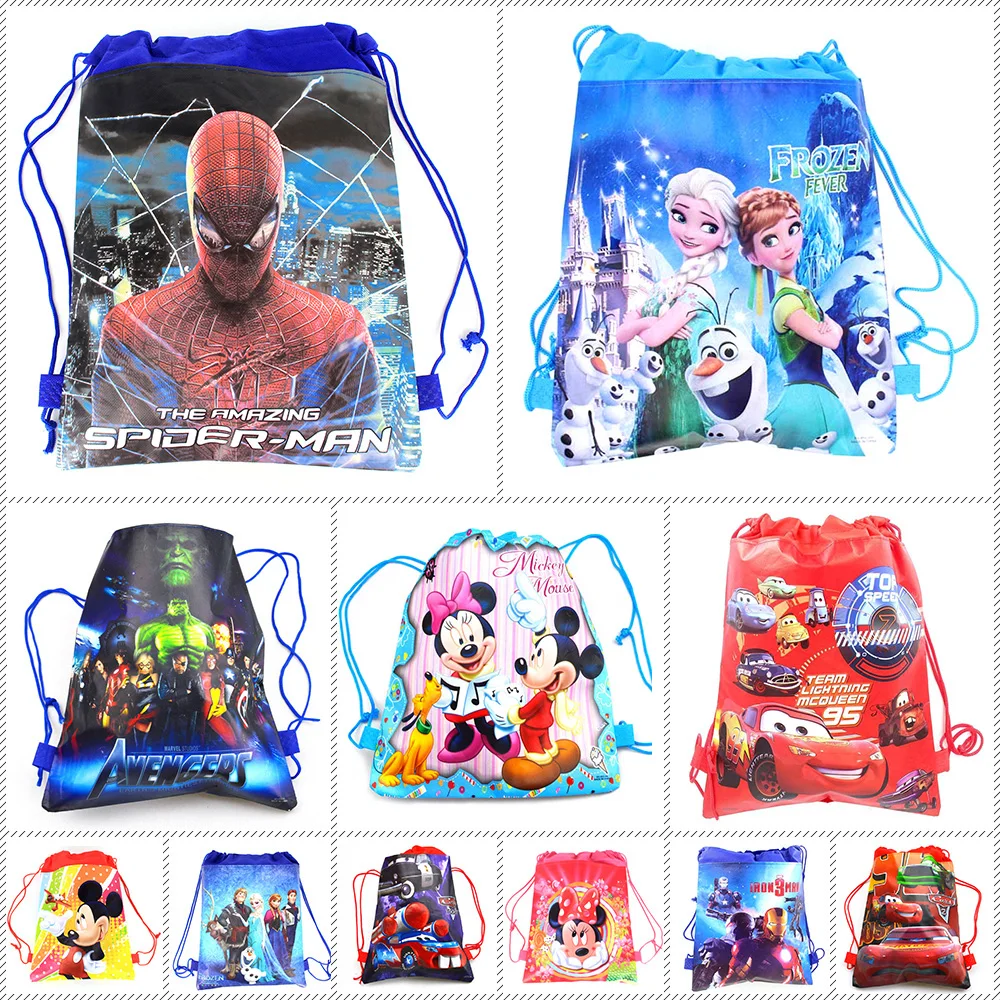 Backpack 1pcs Disney theme Frozen Princess Avengers School Bags Drawstring Boy 
