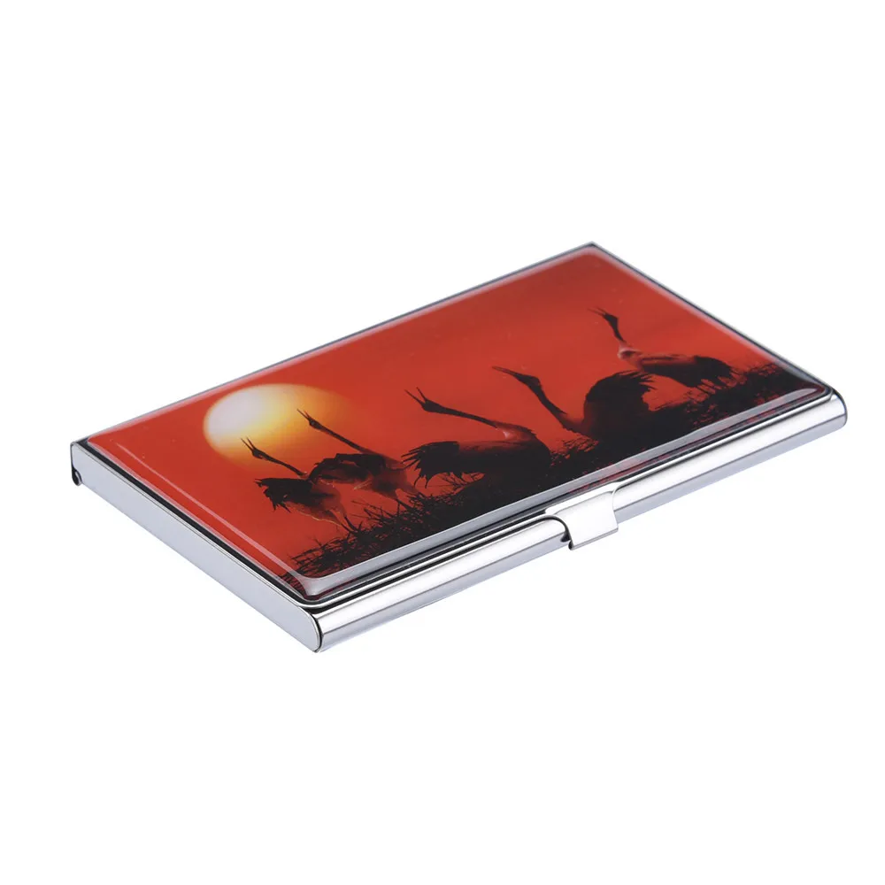 

Women Men Stainless Steel Drop Glue ID Card Holder Metal Cover Credit Business Card Wallet Multicolor Storage Card Bag 2019