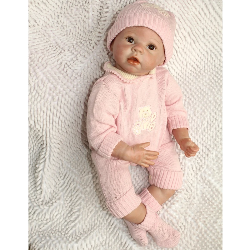 22 Инче силиконовые Reborn Baby Doll для мальчиков и девочек игрушки безопасные хобби настоящая жизнь коричневые глаза специальная мягкая кукла