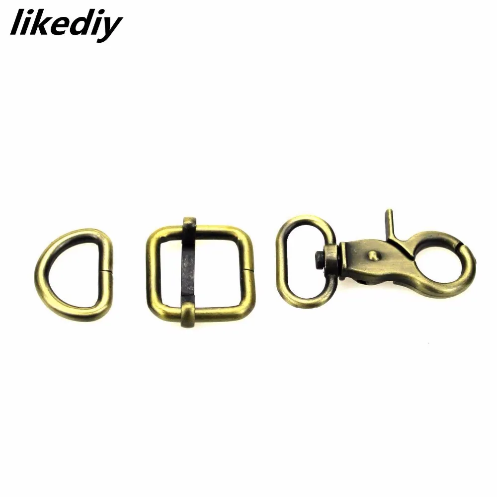 

20 sets/lot antique bronze purse hook Inner diameter 20 mm Lobster buckle + D ring + square buckle spring hook bag accessories