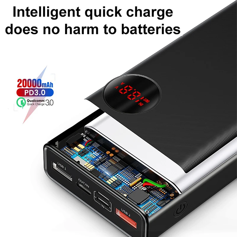  Baseus 20000mAh cargador rápido PD3.0 cargador de viaje al aire libre para iPhone Xs Max Xr X 8 Plu