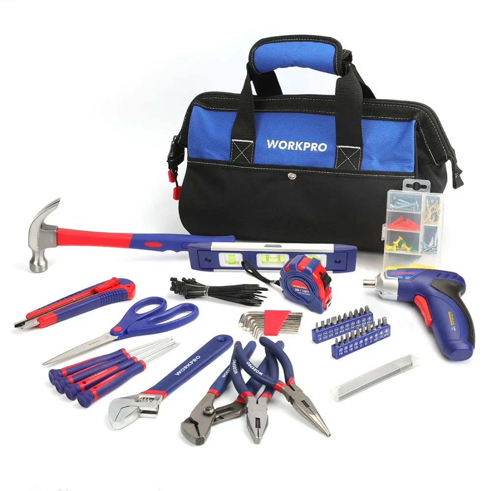 

WORKPRO 125PC Tool Set Home Tool Set Electric Screwdriver Hand Tools Tool Bag