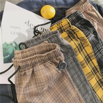 

Women Streetwear Plaid Pants 2019 Harajuku High Waist Pants Korean Sweatpants Ladies Black Summer Trousers Plus Size