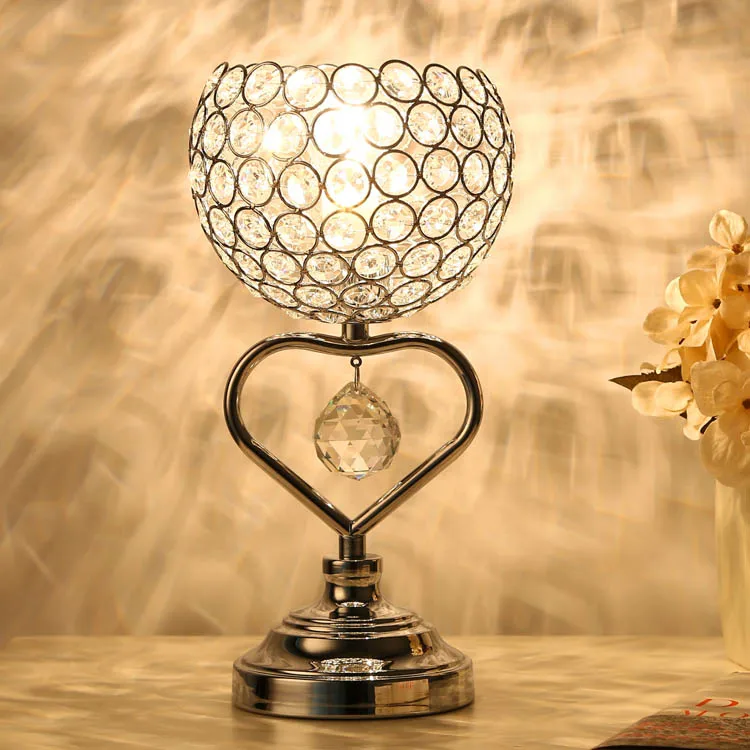 table lamps crystal bedroom bedside romantic heart shaped ...