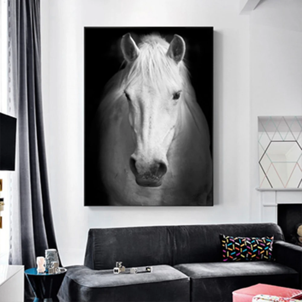 Waliicorners White Horse Wall Art Canvas Painting Print Wall Picture For Minimalist Living Room Decoration Posters And Prints 7 4