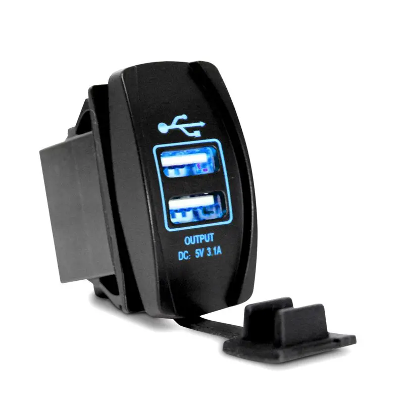 

Car Waterproof 3.1A Dual USB Socket Charger Power Adapter LED 12-24V