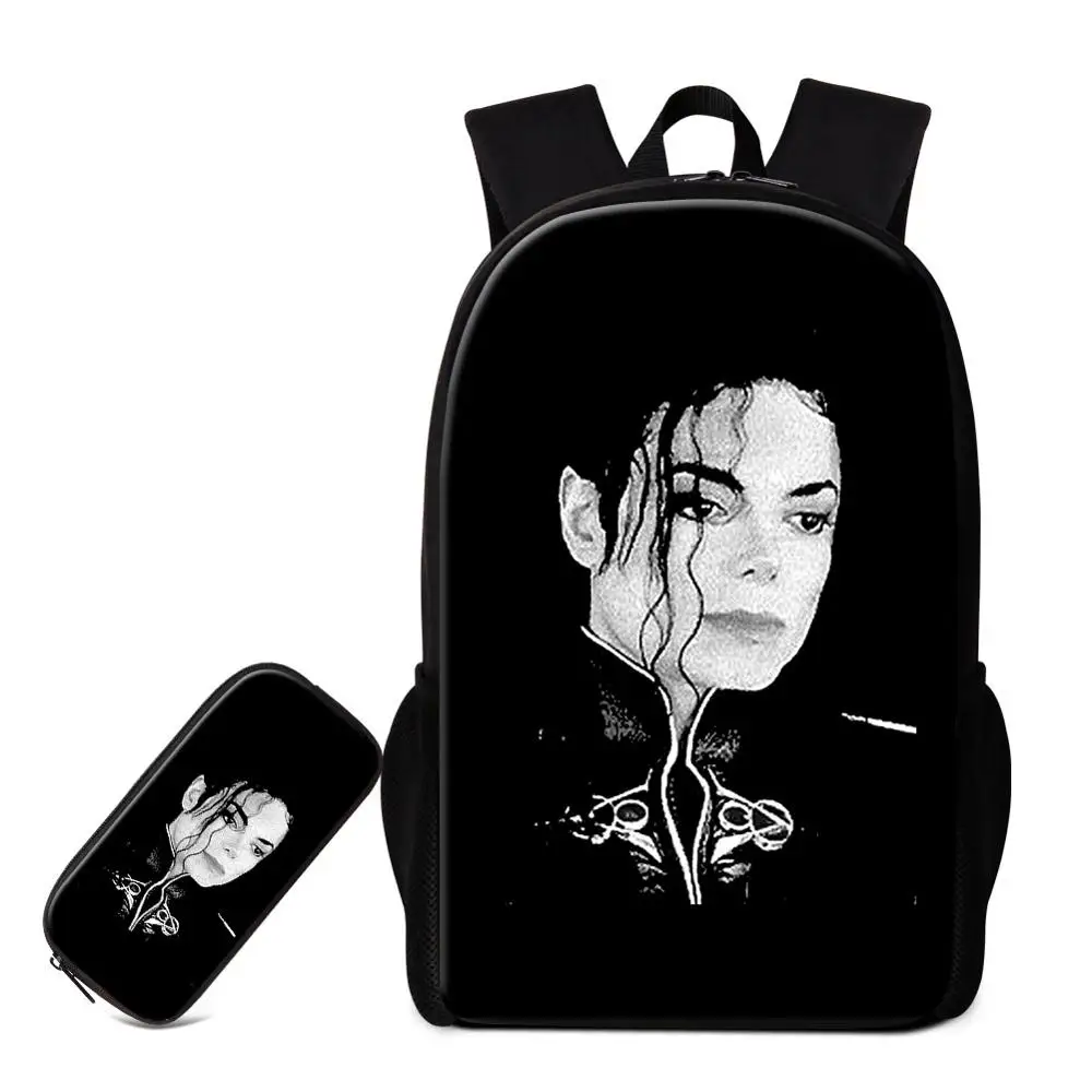 Индивидуальный Ваш образ 2 в 1 комплект модный ранец с пенал коробка сумки лучший Майкл Джексон печать на школьный рюкзак - Цвет: 15