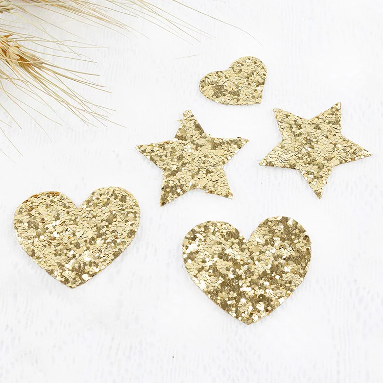 

5pcs golden sequined parches termoadhesivos embroidery applique patches for clothing ,ironing patches stickers for clothes
