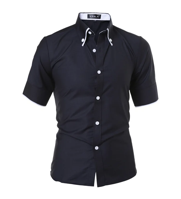 Мужская хлопковая Повседневная рубашка Camisa Social Navy мужская одежда с коротким рукавом модная рубашка цветочный облегающая мужская рубашка