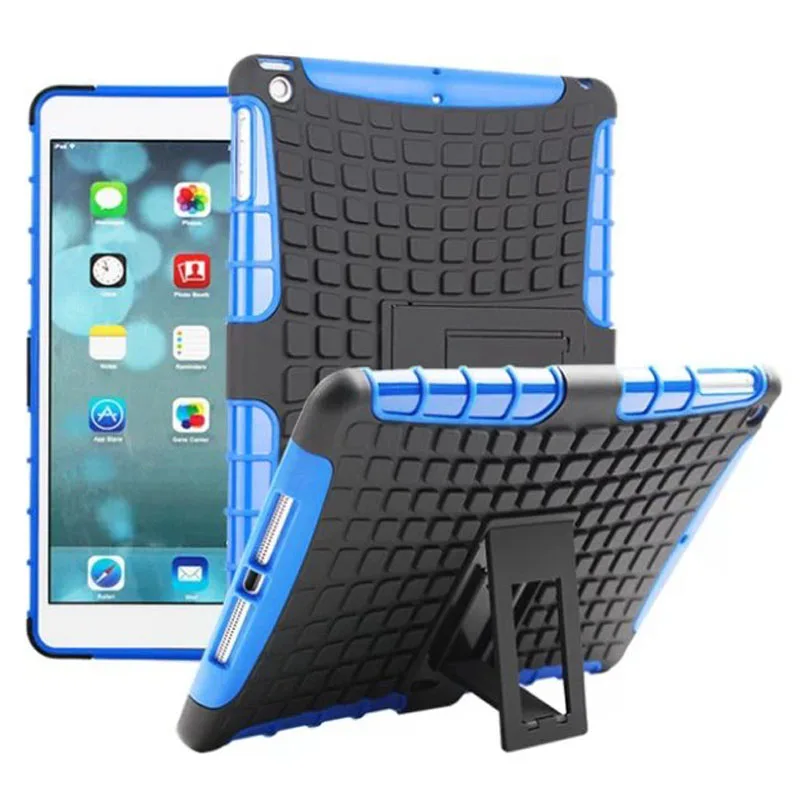 

For iPad Air Antiskid Tablet Case Rugged Rubber Armor Hard PC+TPU Hybrid Kickstand Cover Tablets Cases For Apple iPad 5