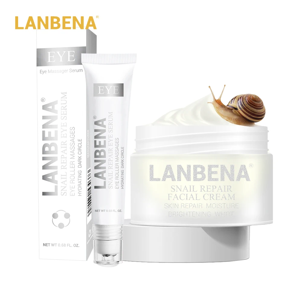

LANBENA Whitening Snail Repair Face Cream+anti Wrinkle Snail Eye Serum Eye Cream Acne Treatment Snail Cream Day Cream 2PCS
