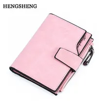 HENGSHENG Fashion Buckle Wallet Casual Colorful Zipper Female Card Holder Ladies Wallet For Women Coin Short Wallet Pocket Purse
