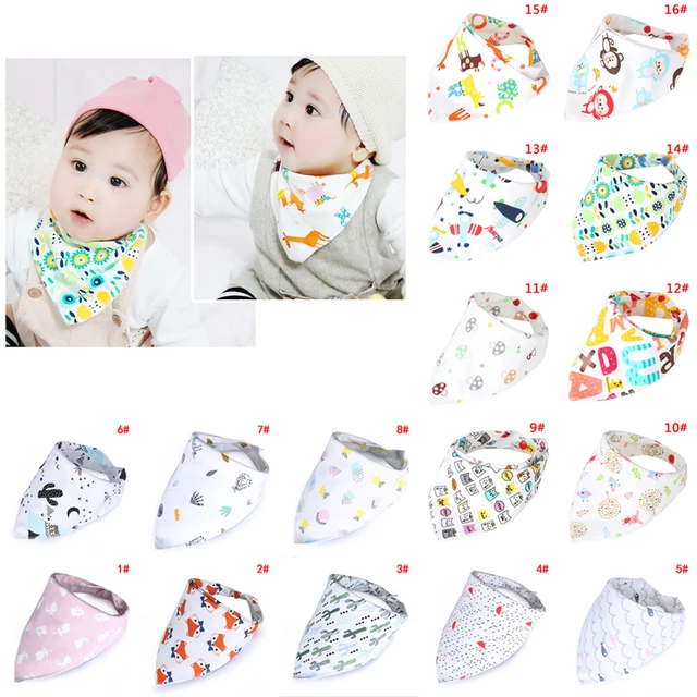 Cotton Newborn Baby Bibs Kawaii Feeding Bib Baby Nursing Bandana Burp Cloth For Girls Boys Double Side Baby Scarf Kerchief D35