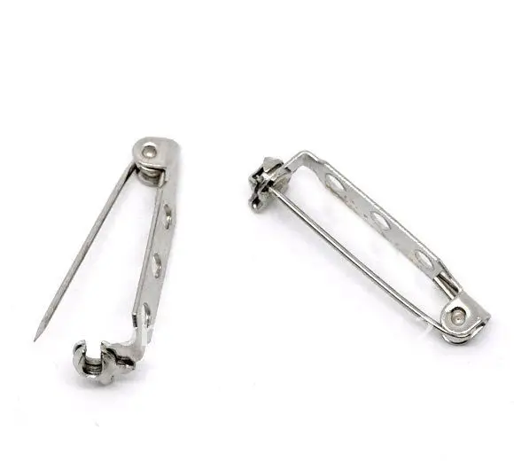 Free shiping!!!!!!! Silver Tone Brooch Back Bar Pins Findings 32mmin