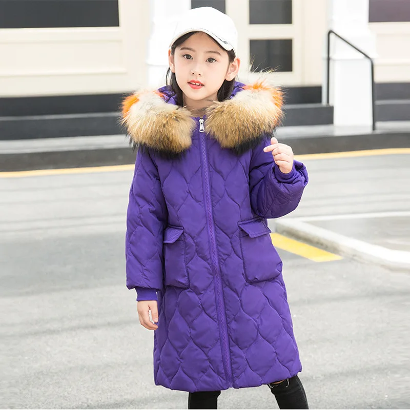 

Children down jacket girls in long girl children's clothing is natural thickening warm winter new cuhk children's coat