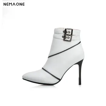 

NEMAONE Women Ankle Boots High Heels Shoes Woman buckle Ladies Boots Autumn Winter party wedding shoes woman size 41 42 43