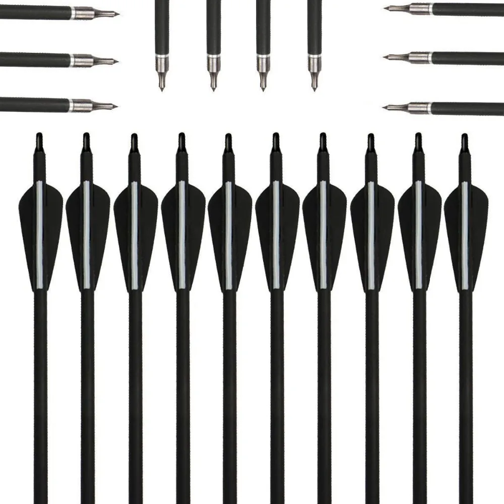 

6/12/24/30pcs/lot Carbon Arrow With Replaceable Arrowhead carbon arrows Archery use for longbow