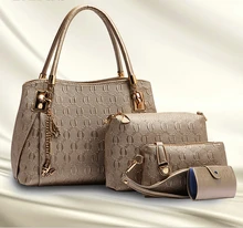 New Arrival New handbag pu fashion embossed O word three piece set of portable hand held
