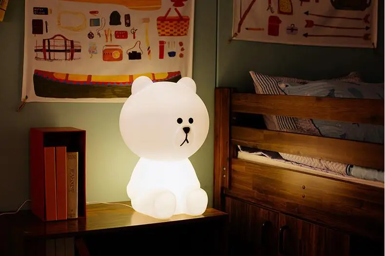 Новинка 30 см коричневый Медведь ночник Cony Line friend ночник для маленьких детей Рождественский подарок затемняемый Светодиодный