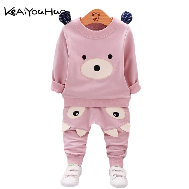 KEAIYOUHUO Spring Autumn Girls Boys Kids Cute Bear Clothes Set T shirt Pants 2pcs Outfit Sport