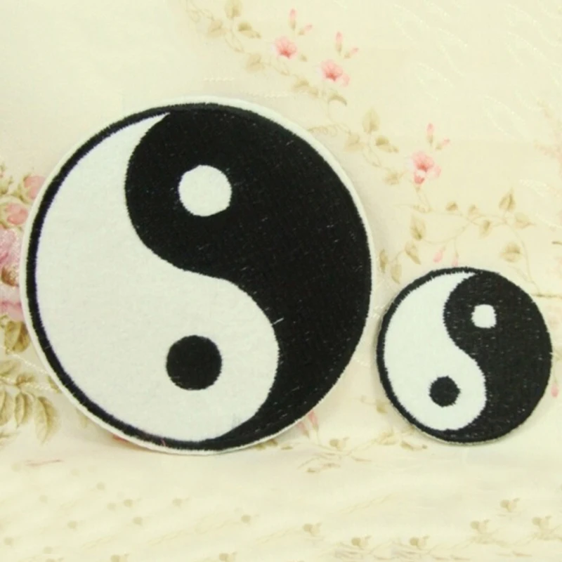 Yin Yang Sun Moon Embroidered Patch Iron/Sew On Patch For Clothes - UK