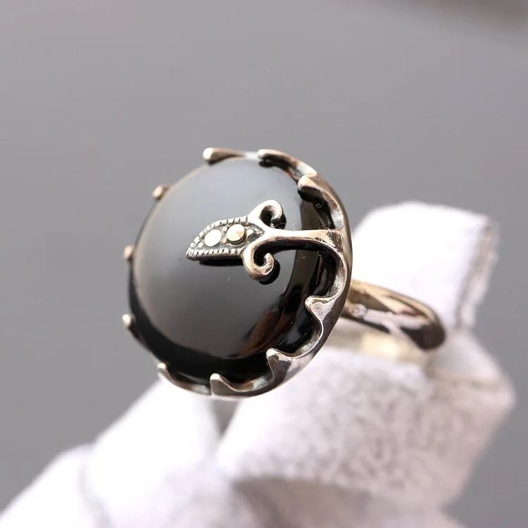 

925 Sterling Silver Ring Thailand silversmith old hand inlaid ring