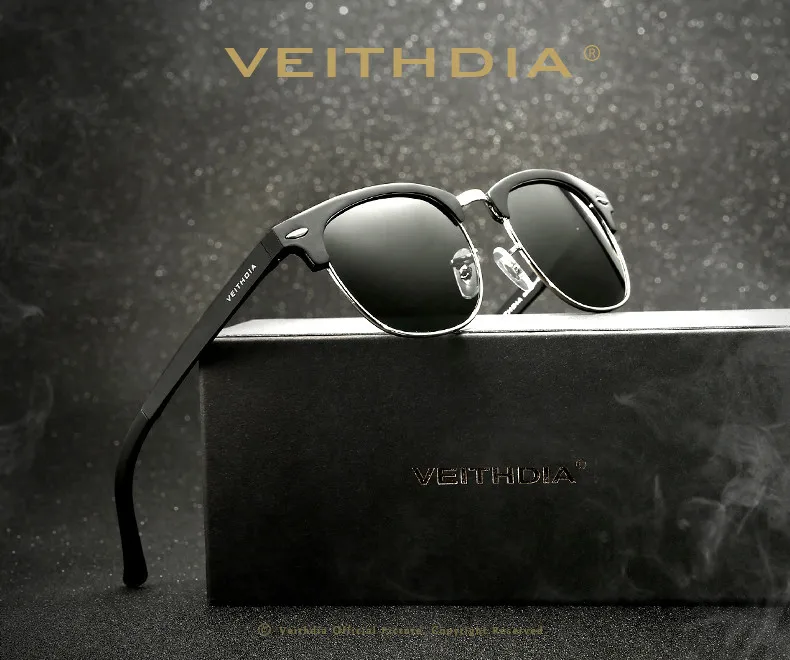 Солнцезащитные очки унисекс VEITHDIA, ретро-очки из алюминиево-магниевого сплава с поляризационными стеклами, для мужчин и женщин, модель 6690