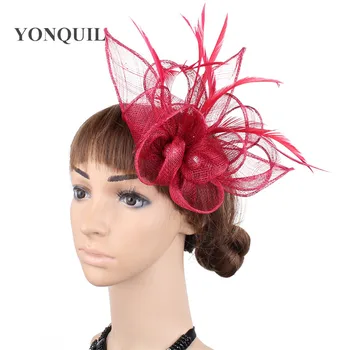 

Marron sinamay wedding headwear elegant bridal mariage fascinator hat hair pin new fashion womens party headdress accessories