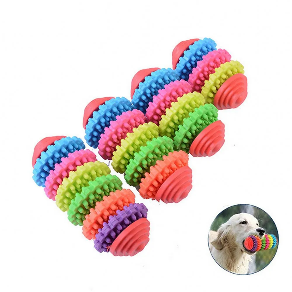Dog Toys Rubber Bite Resistant Pet Teeth Cleaning Molar Rotating Wheel