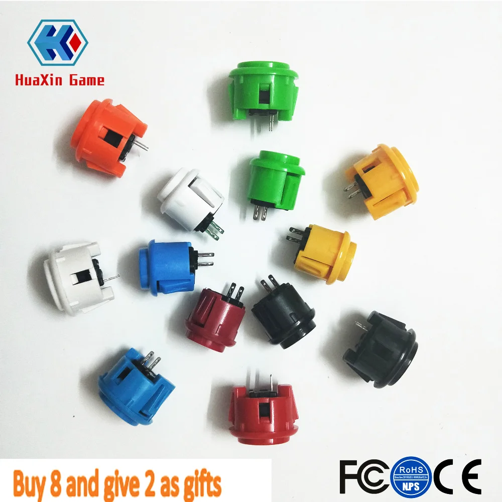 

8PCS 30mm ( 2 free 24mm buttons ) Arcade Push sanwa Buttons Switch OBSF-30 DIY Fighting Stick PC