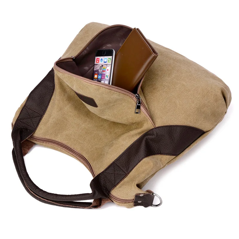 2019 большой карман повседневная женская сумка Crossbody Сумки Холст Кожа ёмкость Besigner
