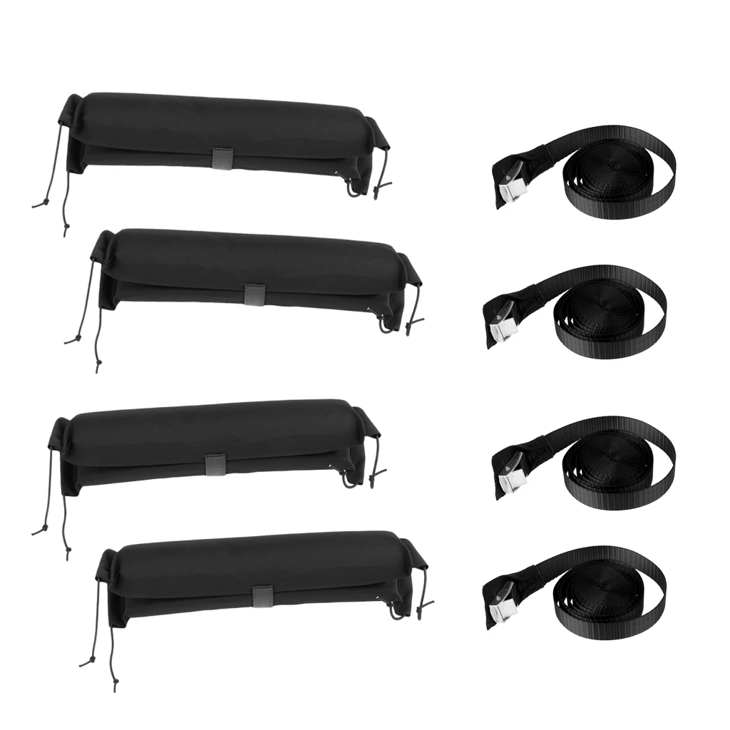 

4Pcs Heavy Duty Kayak Canoe Boat Surfboard SUP Car Roof Bar Rack Pads + 4Pcs Tie Down Strap Lashing Belt Water Sports Rafting