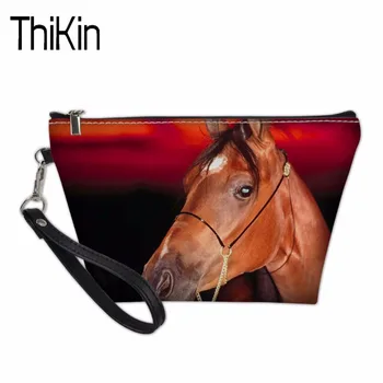 

THIKIN Cosmetic Bag Makeup Case Functional Bag for Women Travel Organizer Horse Pattern Makeup Pouch Girl Necessaire Beauty Bags