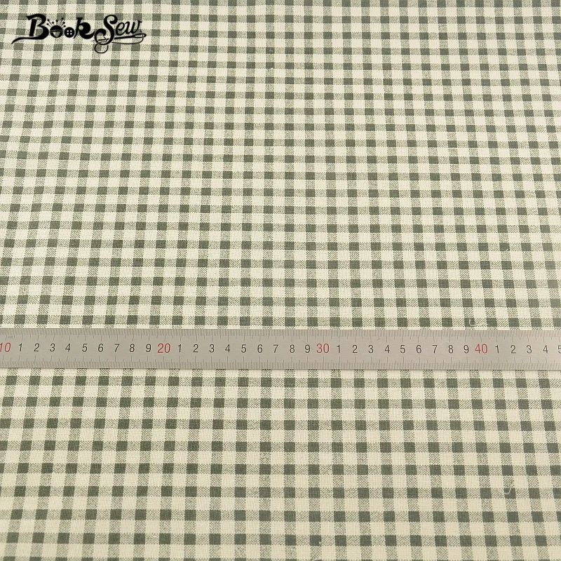 Booksew Green Checks Home Textile Cotton Linen Fabric Sewing Material Tissu For Tablecloth Pillow Bag Curtain Cushion Zakka CM|cotton linen