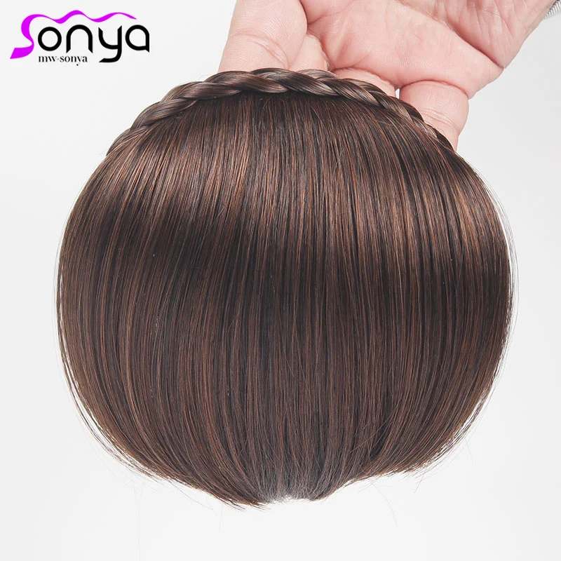 

New Women Hair Front Bangs Clip Short Braided Wig Fringe Hairband Hair Accessories 3F5006