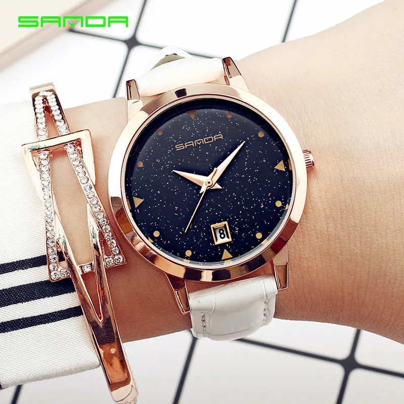 

Sanda Brand Quartz Watches Fashion Sports Women Watches Leather Strap Analog Women's casual watch Relogio Faminino