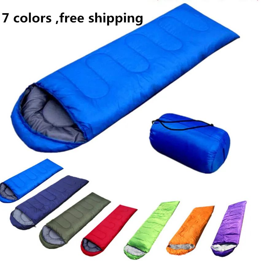 Adult Sleeping Bag Envelope Hooded Travel Camping Water Resistant Thick