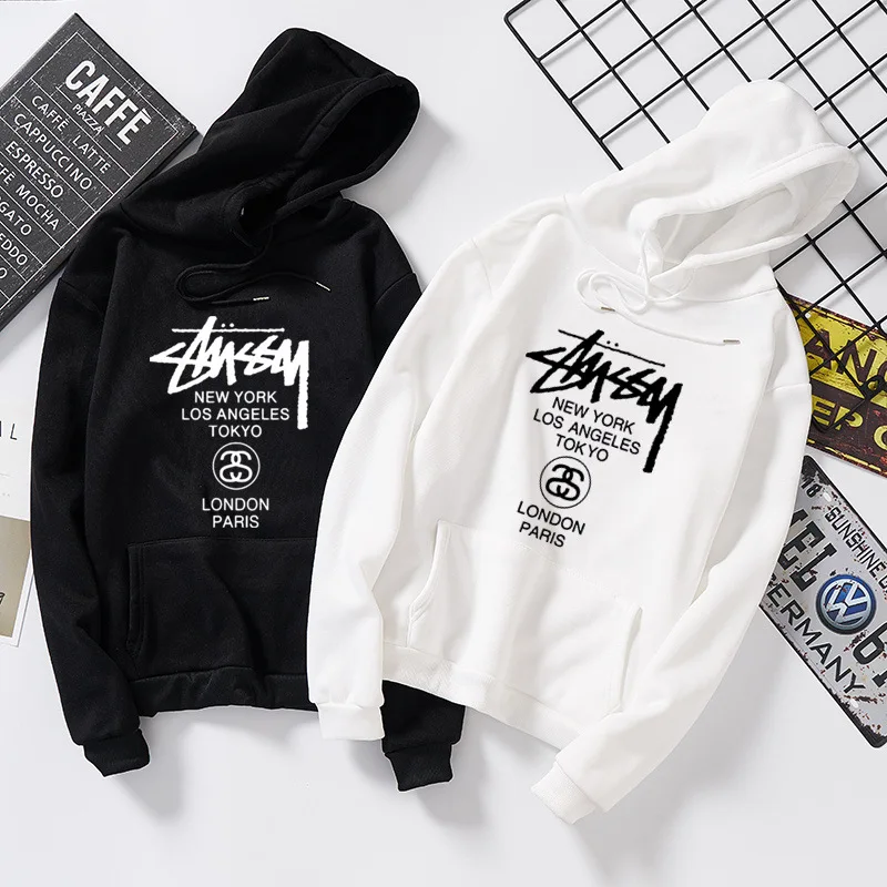 

2019 New Real Shot Korean Version of the Hooded Plus Velvet BF Wind Letters Men and Women Casual Jacket Hooded Top