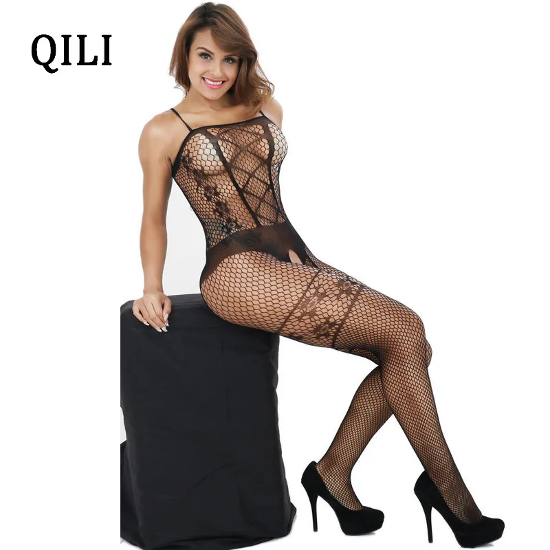 QILI, сексуальный женский комбинезон для ночного клуба на ремешке, прозрачный сетчатый комбинезон, Женский клубный сексуальный комбинезон, один размер