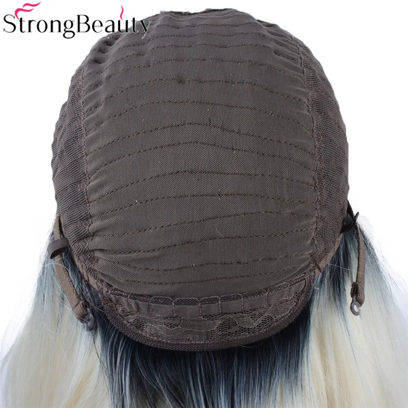 Strongbeauty короткий боб парик блонд синтетический кружевной передний Омбре блонд термостойкие бесклеевые прямые парики