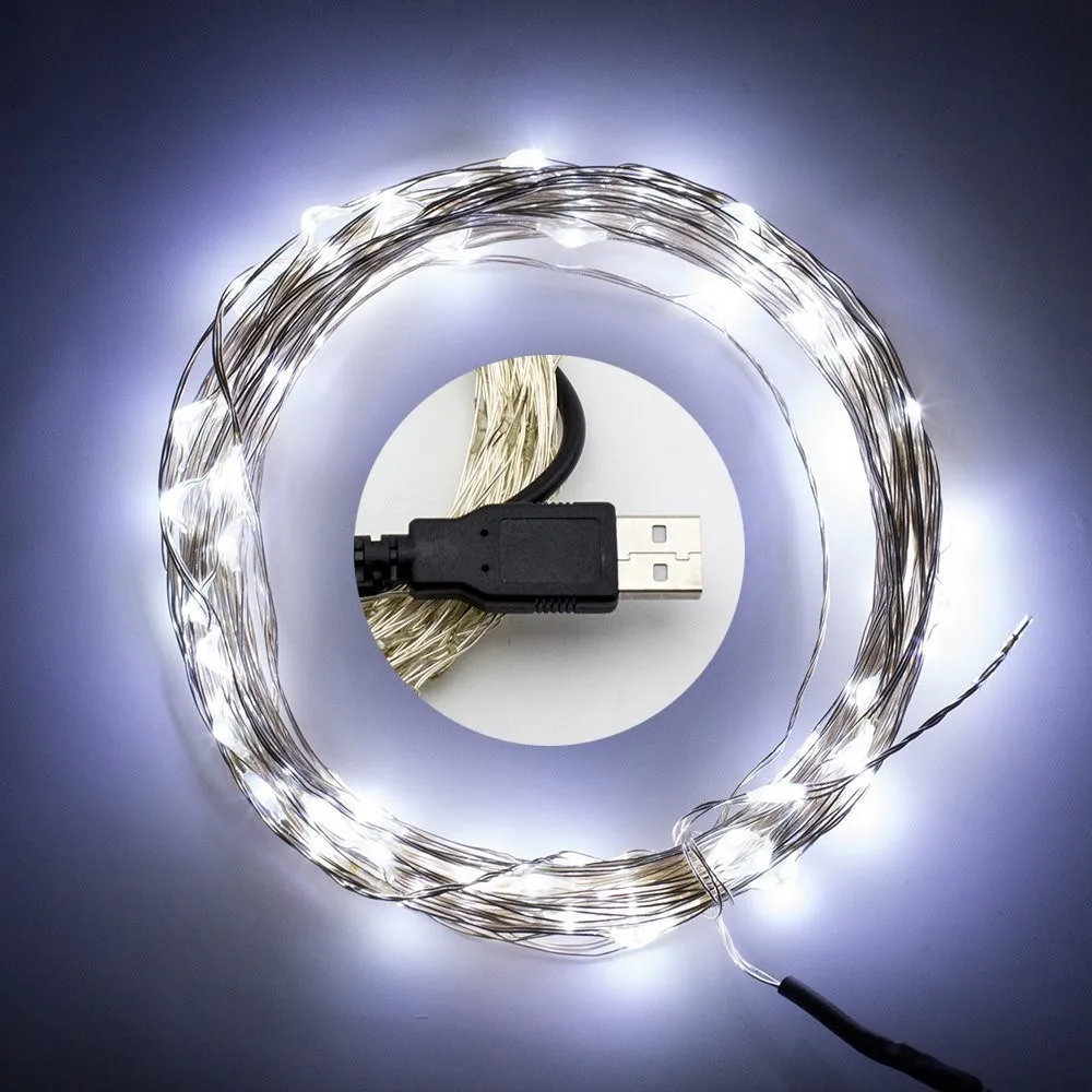 20 шт./лот 10 м 100LED USB Медь свет шнура Multi-Цвет на Рождество Свадьба Хэллоуин патио вечерние украшения Фея