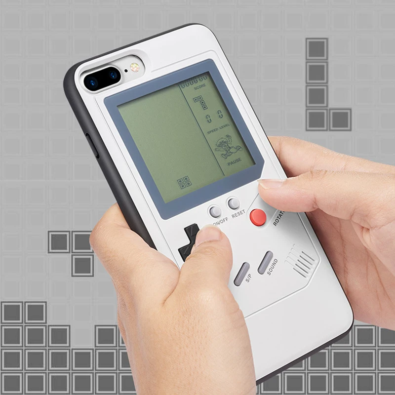 

Tetris Game Machine Phone Case For iPhone X XS Cover Black Retro Game Console Case For iPhone 7 6 6s 8 Plus X Capinha wholesale
