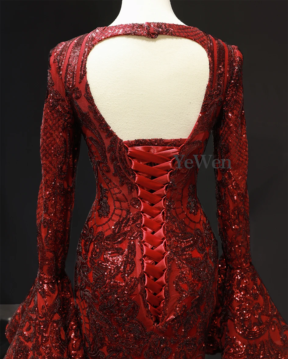 Красное роскошное вечернее платье Vestidos De Fiesta De Noche, сексуальное вечернее платье с v-образным вырезом, Длинное Элегантное официальное платье русалки YM20250