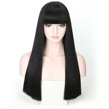 Rosa Star прямые синтетические парики с челкой для женщин черные термостойкие волокна косплей костюм парик 3 цвета
