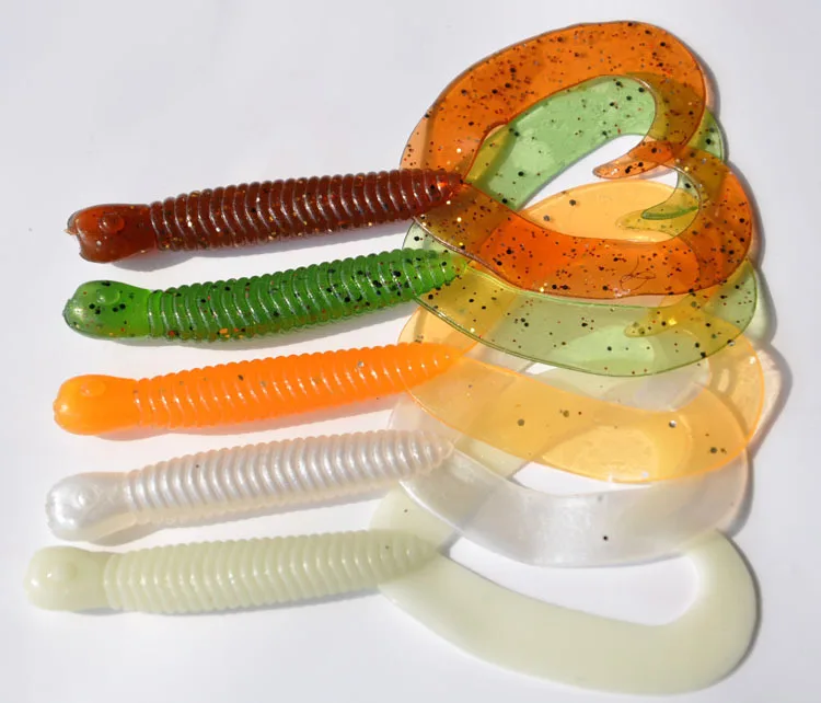 30pcs Size 8.5cm/3g twintails rubber grub worm fishing lures soft